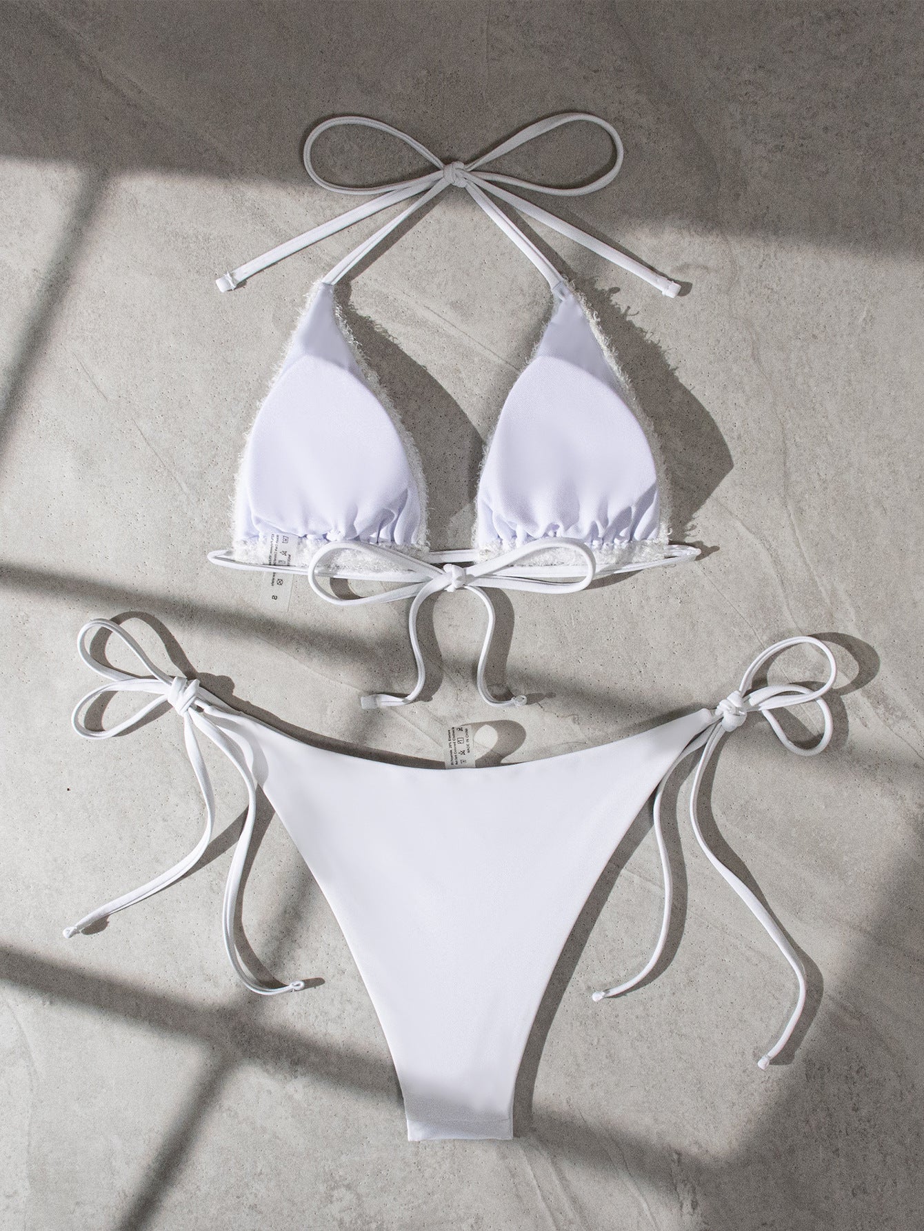 Women Seperated Swimwear Solid Color Plush Bandage Sexy Swimsuit Bikini - kinko Global Holdings inc