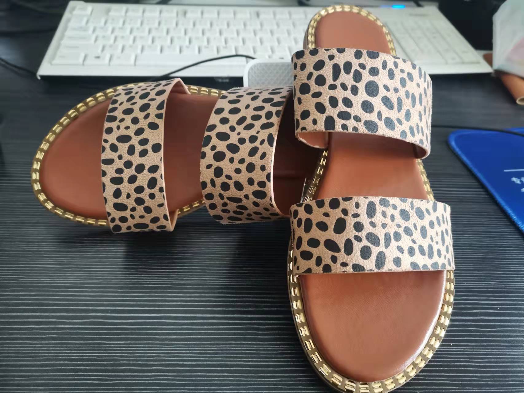 Summer Flat plus Size Leopard Print Outdoor Casual Slippers Women Slipper - kinko Global Holdings inc