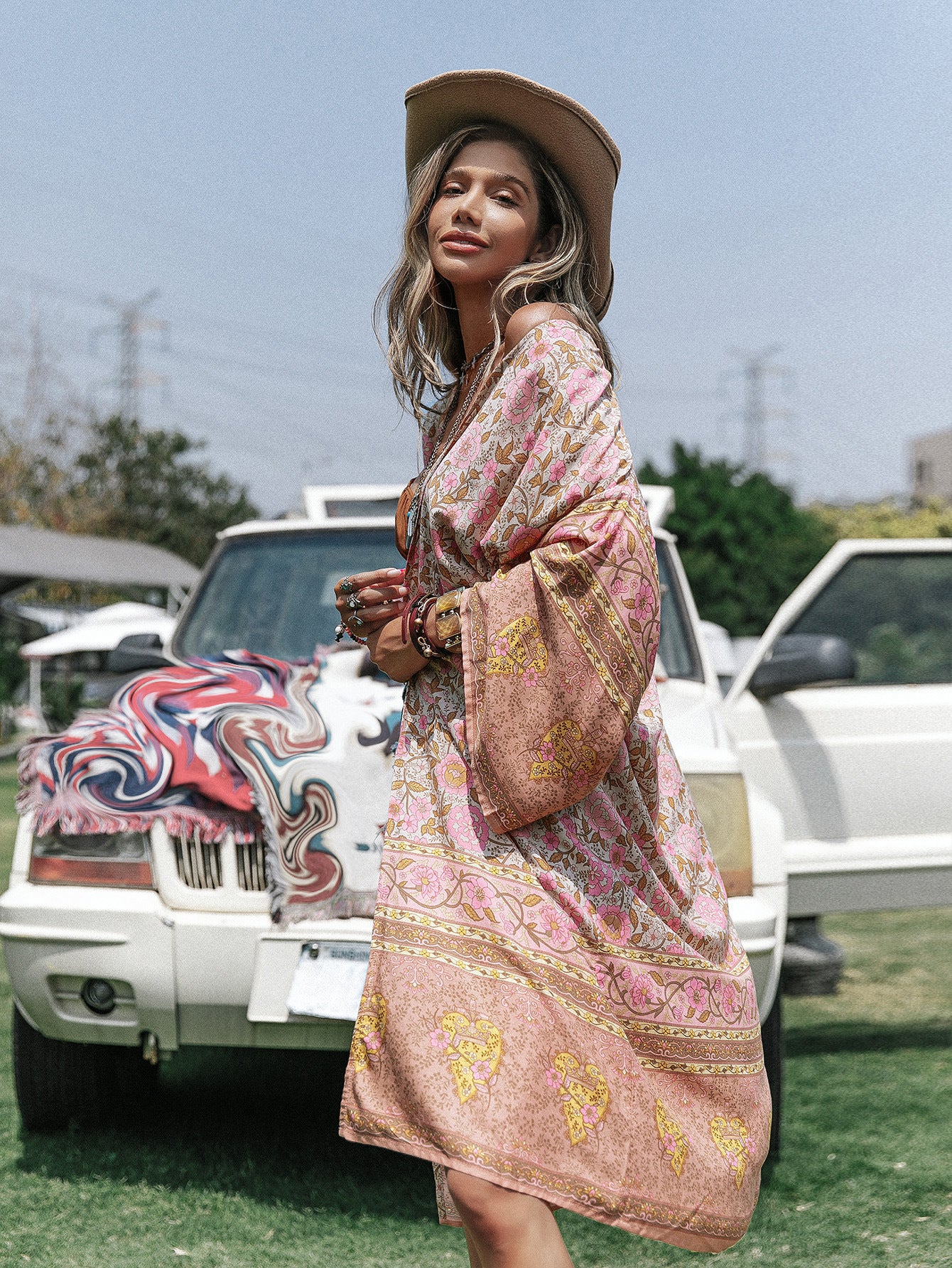 Batch Loose Positioning Printed Shawl Kimono MidLength Women - kinko Global Holdings inc