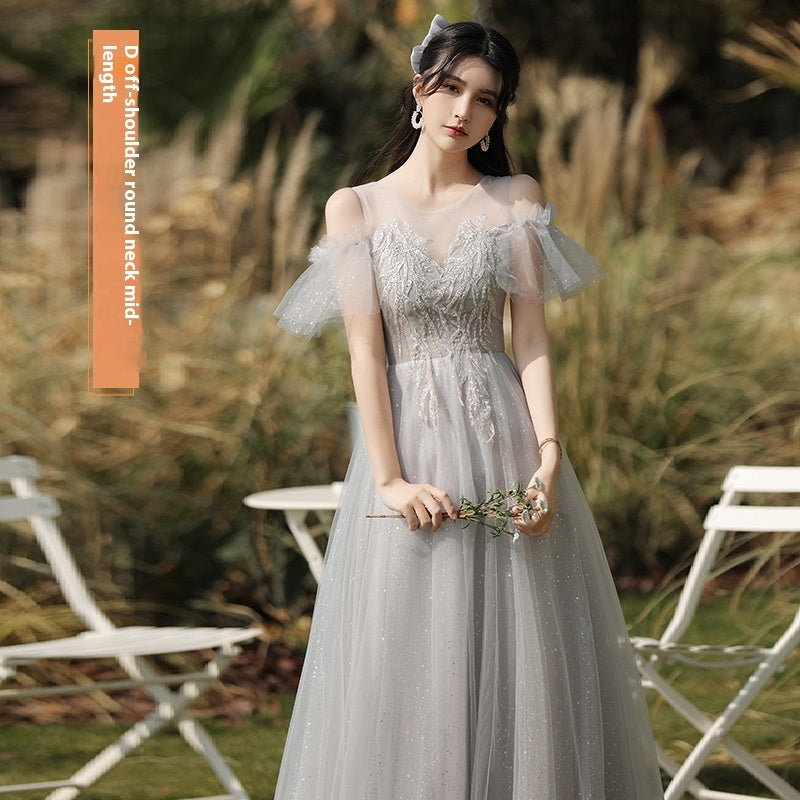 Dress Sisters Dress Female Gray Slim Fit Girlfriend Clothes - kinko