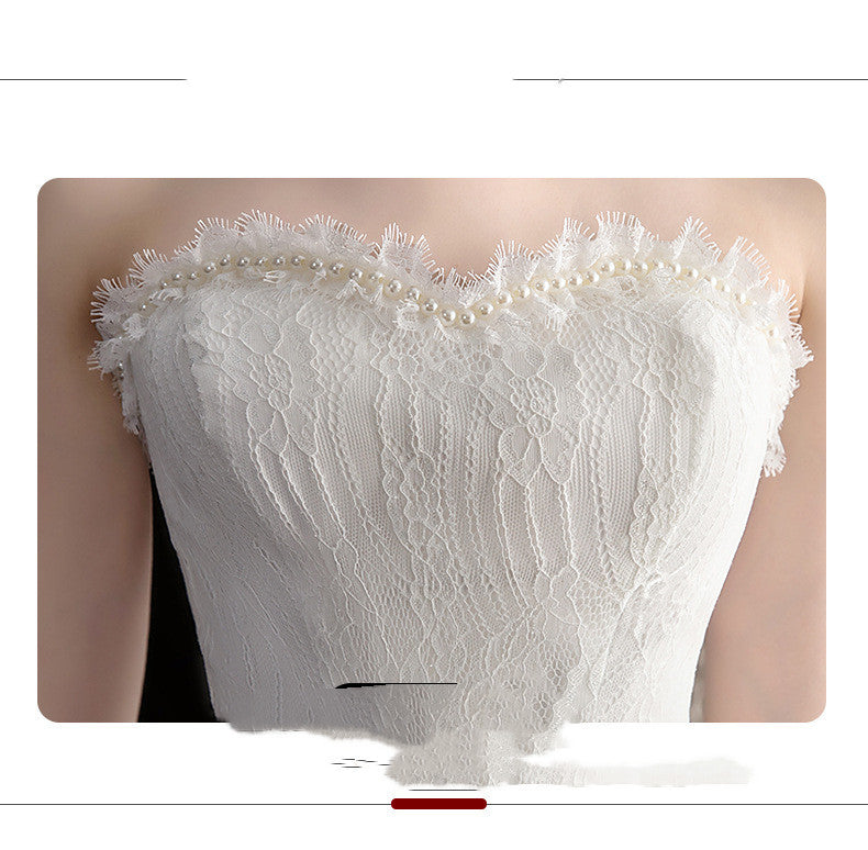Short Front And Back Length Small Trailing Wedding Dress - kinko