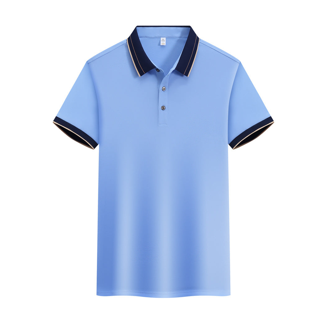 Ice Ion Mercerized Pearl Cotton Color Matching Collar Polo Shirt For Men And Women - kinko