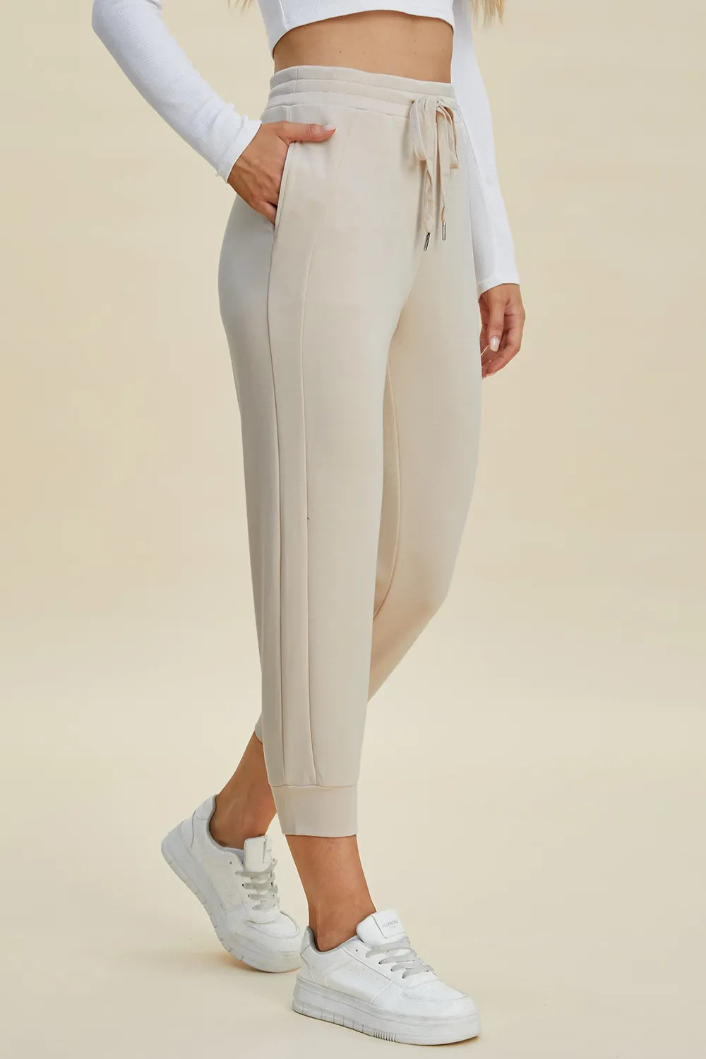 Basic Bae Full Size Air Scuba Drawstring High Waist Cropped Pants - kinko