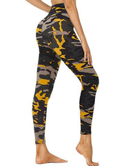 Leggings - Cropped High-waisted Printed Yellow Camouflage - kinko