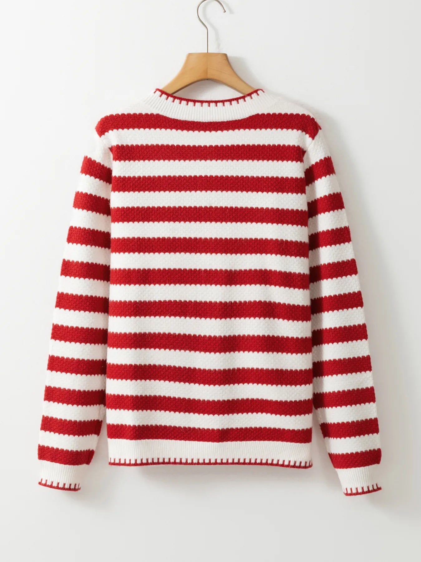 Button Down Striped Long Sleeve Cardigan - kinko