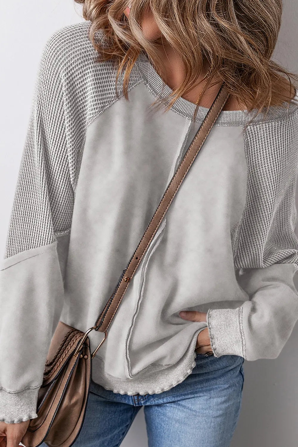 Exposed Seam Long Sleeve Sweatshirt - kinko