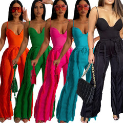 Solid Color Tassel Two-piece Suit - kinko