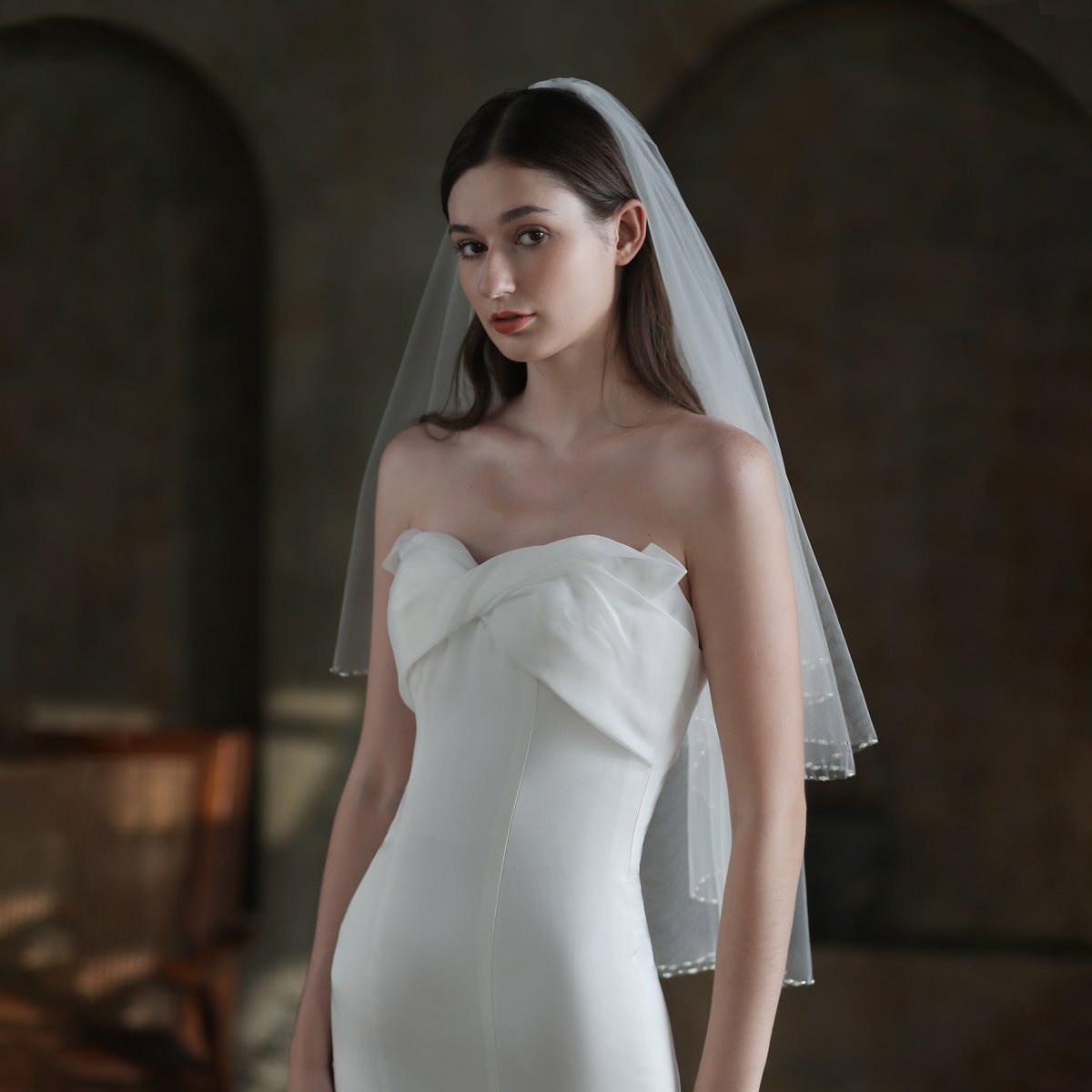 Exquisite Handmade Beaded Bridal Veil - kinko