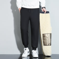 Graphene Warm With Velvet Casual Pants Fall Winter Men Plus Size Three-proof Lambswool Trousers