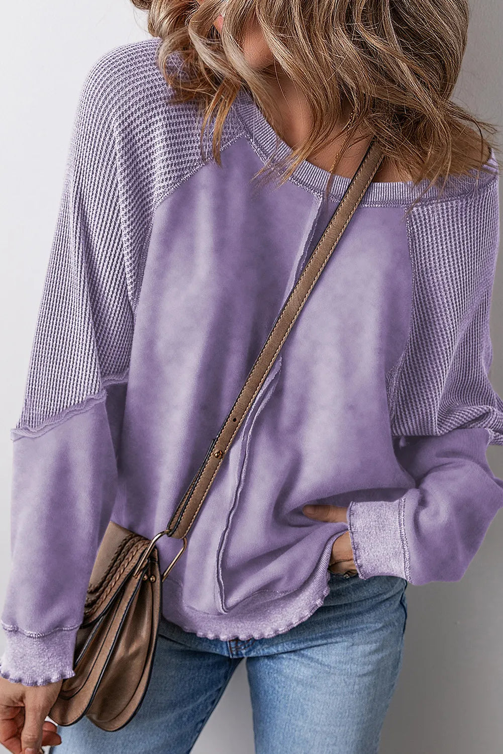 Exposed Seam Long Sleeve Sweatshirt - kinko