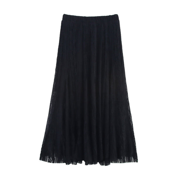 Raffiniertes, handgefertigtes langes Kleid mit Jacquard-Netzrock aus Spitze