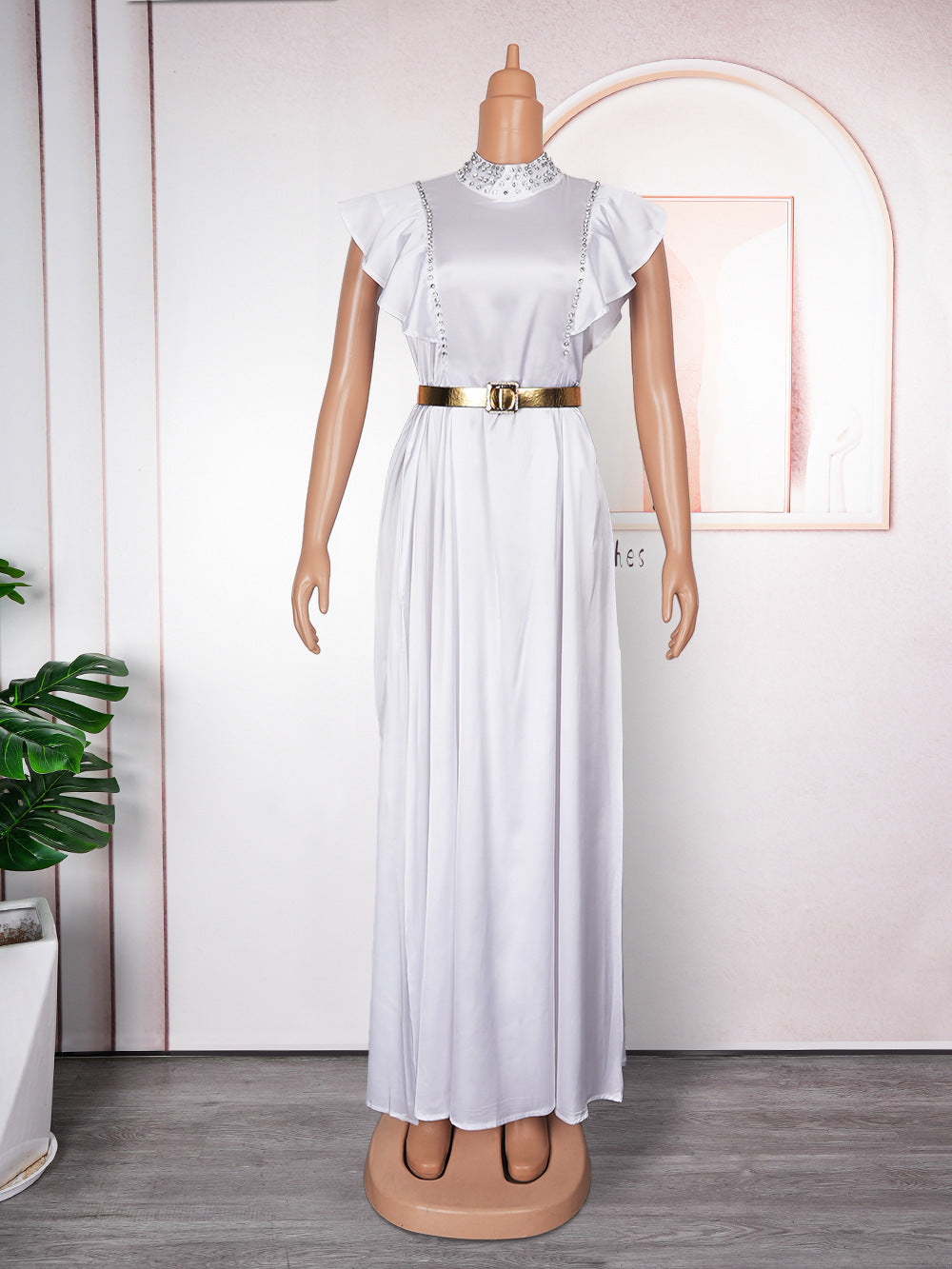 Banquet Evening Fashionable Elegant Style Rhinestone High Waist Dress - kinko