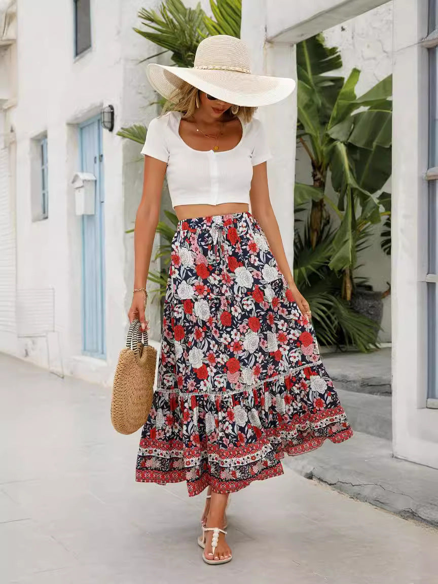 Maxi Skirt Cotton Bohemian Beach Resort Skirt - kinko