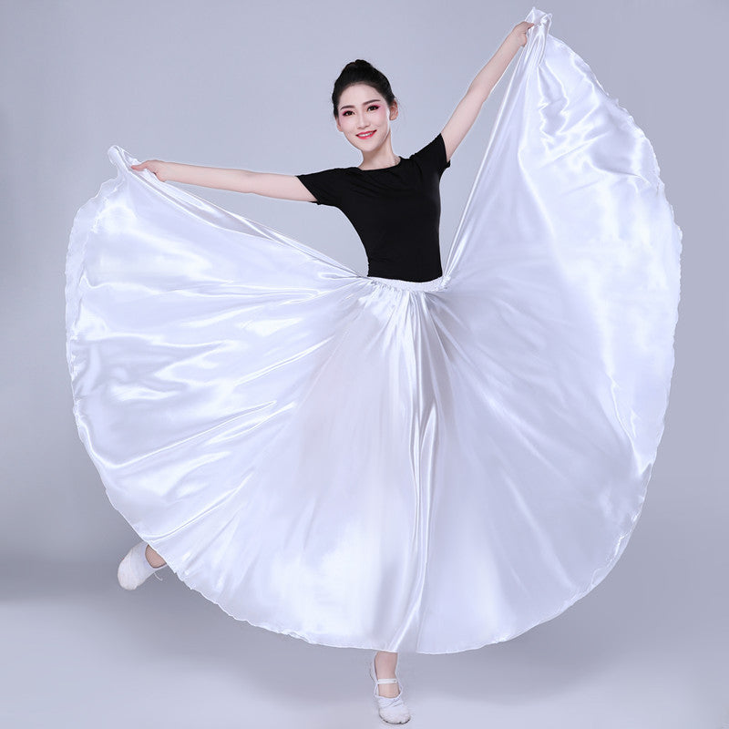 Simple Solid Color Performance Skirt With Large Swing - kinko
