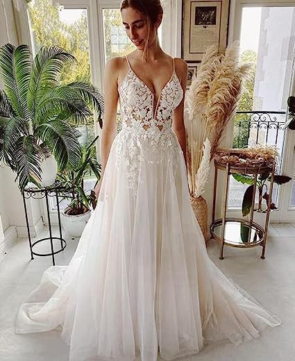 Women's Wedding Dress Lace Strap Backless - kinko