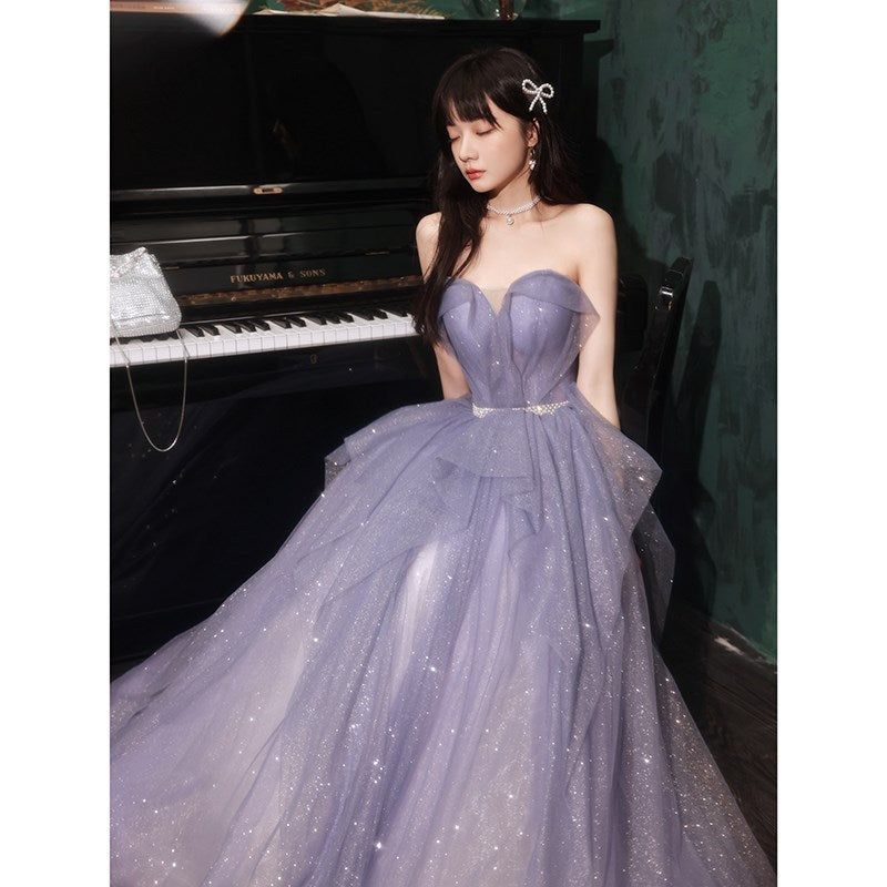 Banquet Evening Purple Annual Meeting Host Performance Dress - kinko