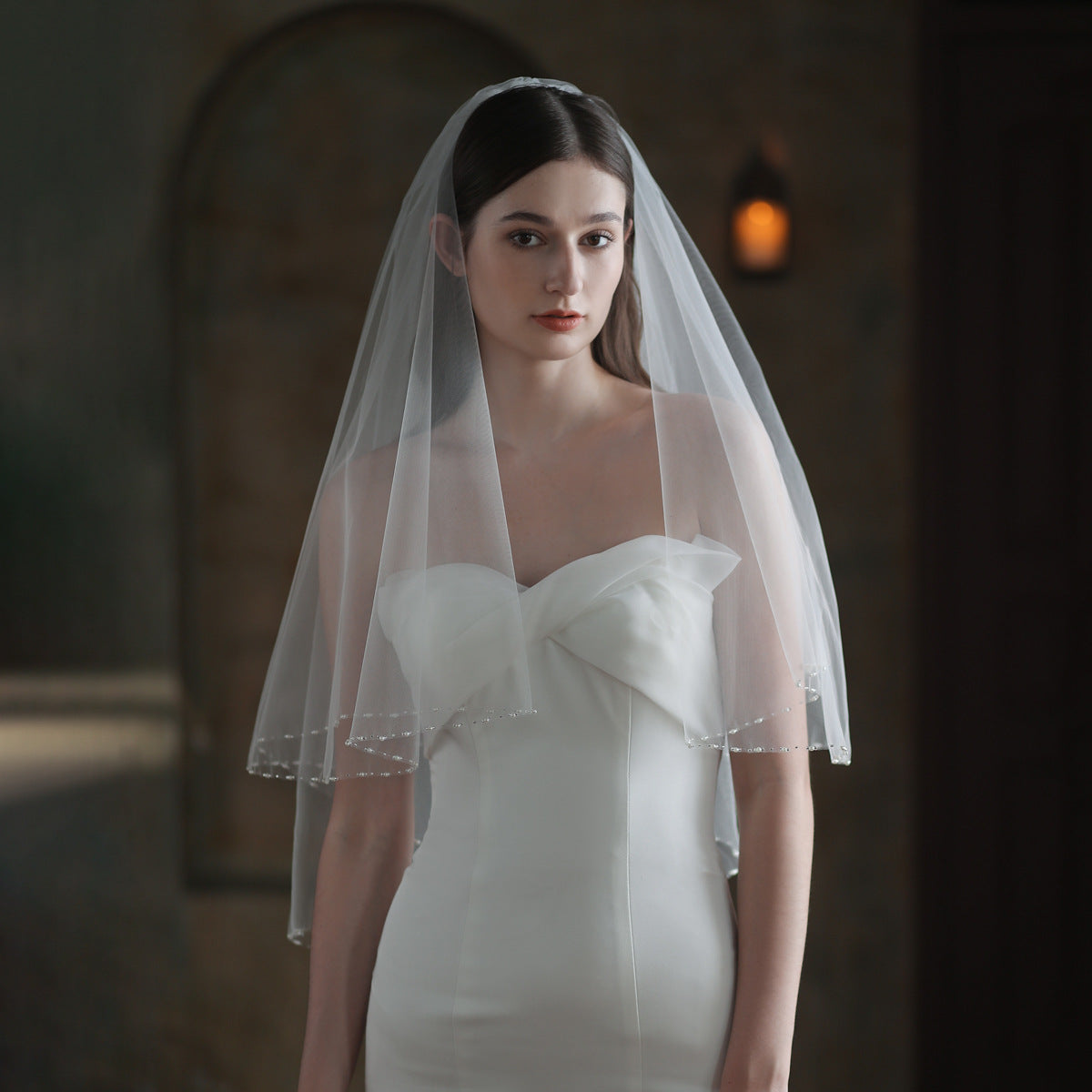 Exquisite Handmade Beaded Bridal Veil - kinko