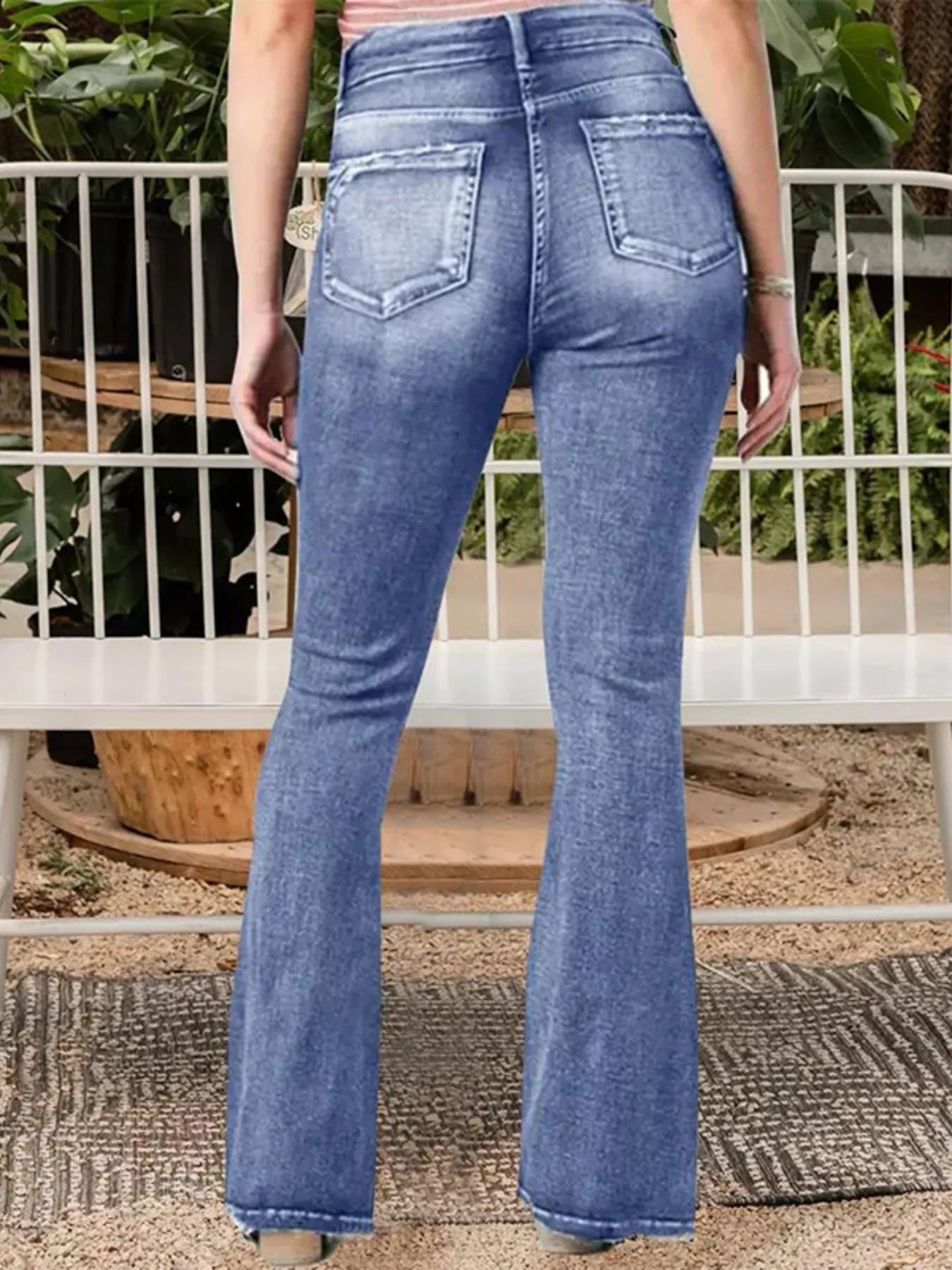 Full Size Vintage Wash Flare Jeans Plus Size - kinko