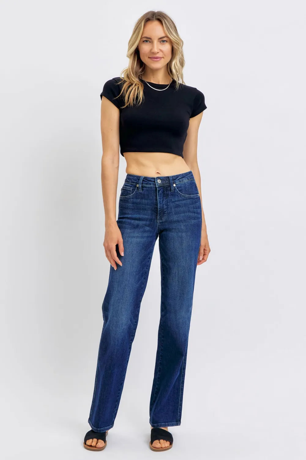 Judy Blue Full Size Tummy Control Straight Jeans Plus Size - kinko