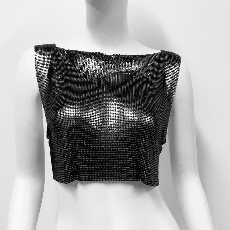 Women's Metal Sequins Top Sweet And Spicy Style Vest - kinko