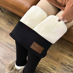 Plus Size Fleece-lined Thicker Cashmere Leggings - kinko
