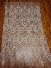 Wave Style Sequin Bead Lace Fabric Wedding Dress - kinko