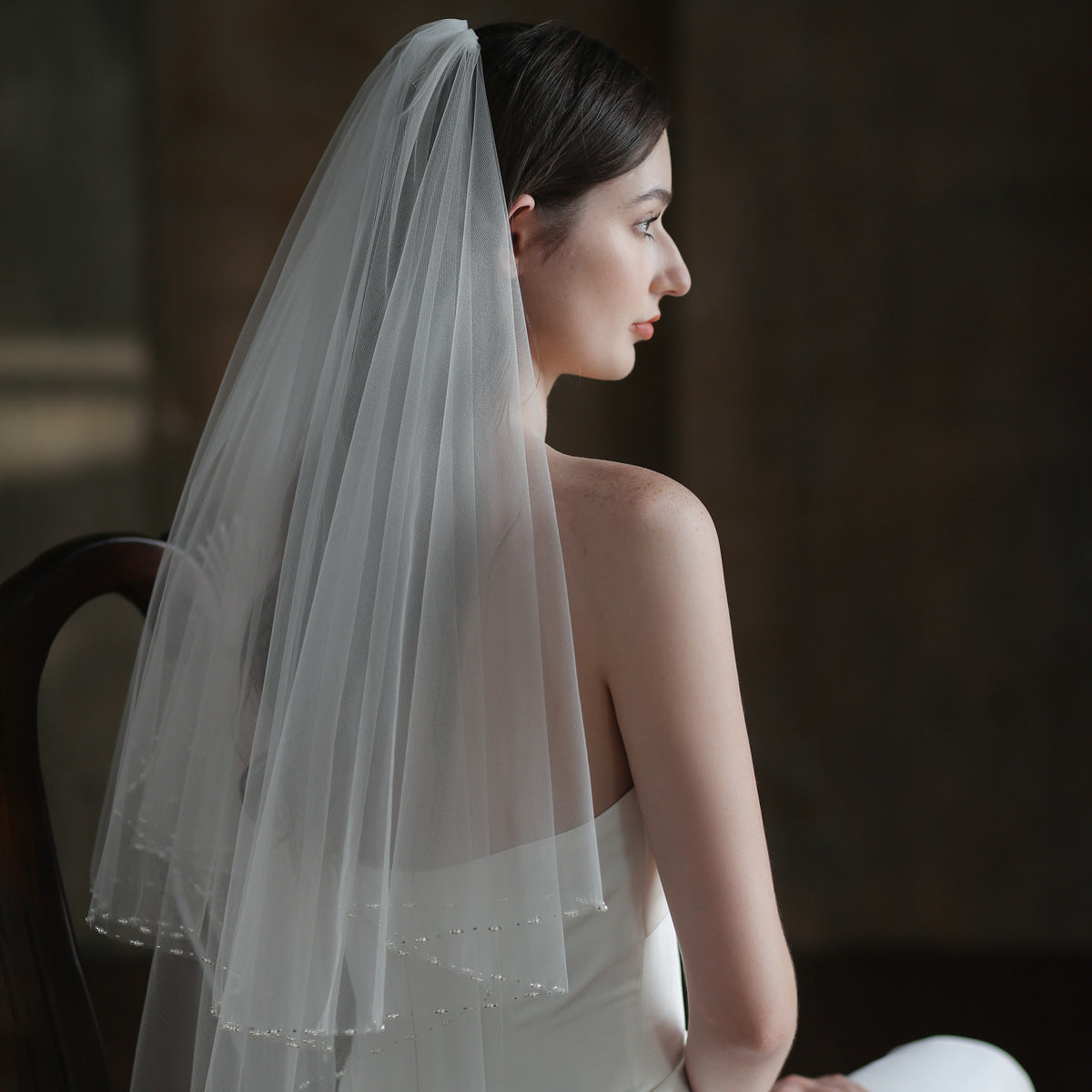 Exquisite Handmade Beaded Bridal Veil - kinko