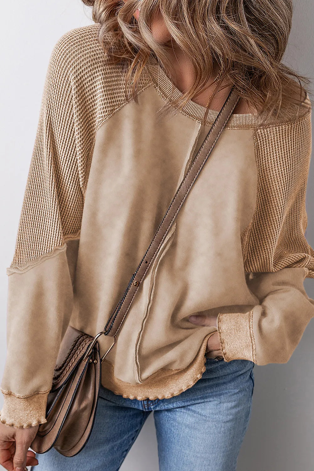Exposed Seam Long Sleeve Sweatshirt - kinko