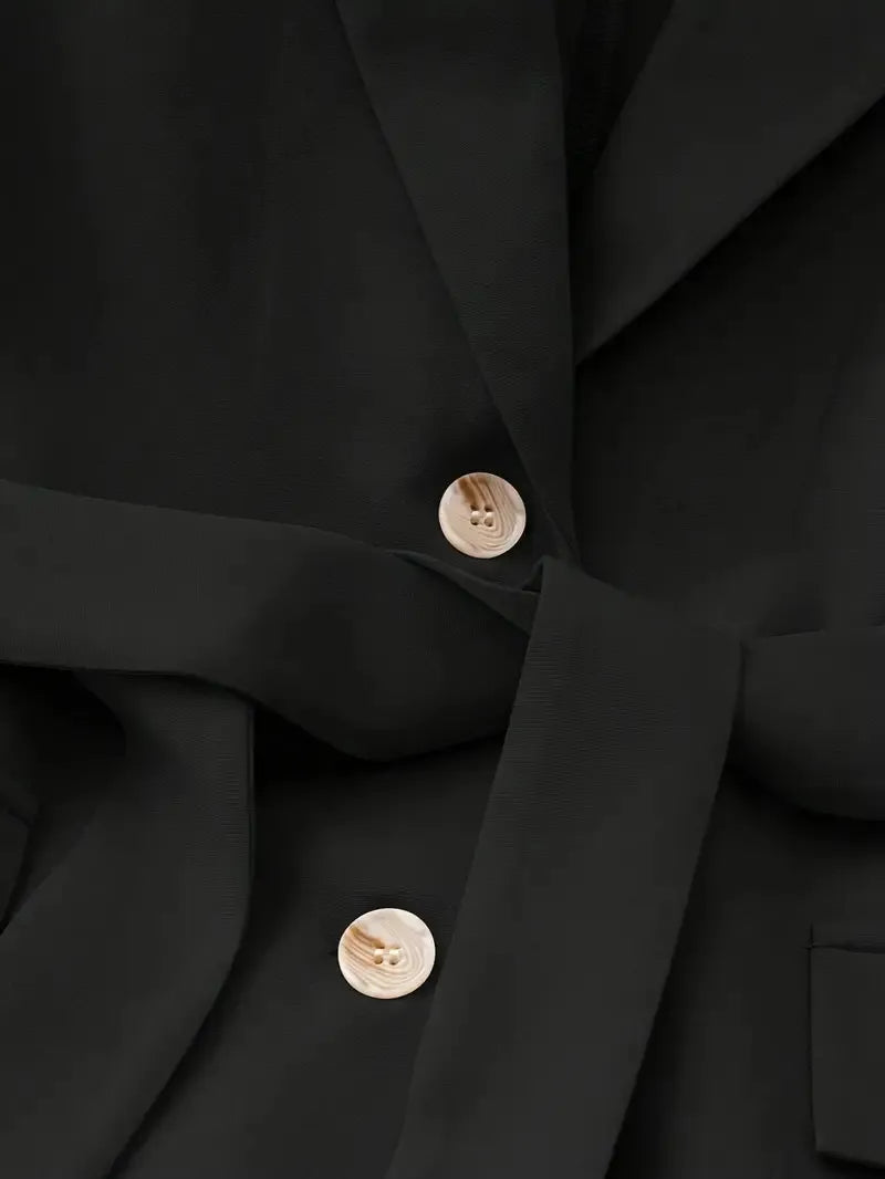 Tie Waist Lapel Collar Sleeveless Blazer - kinko
