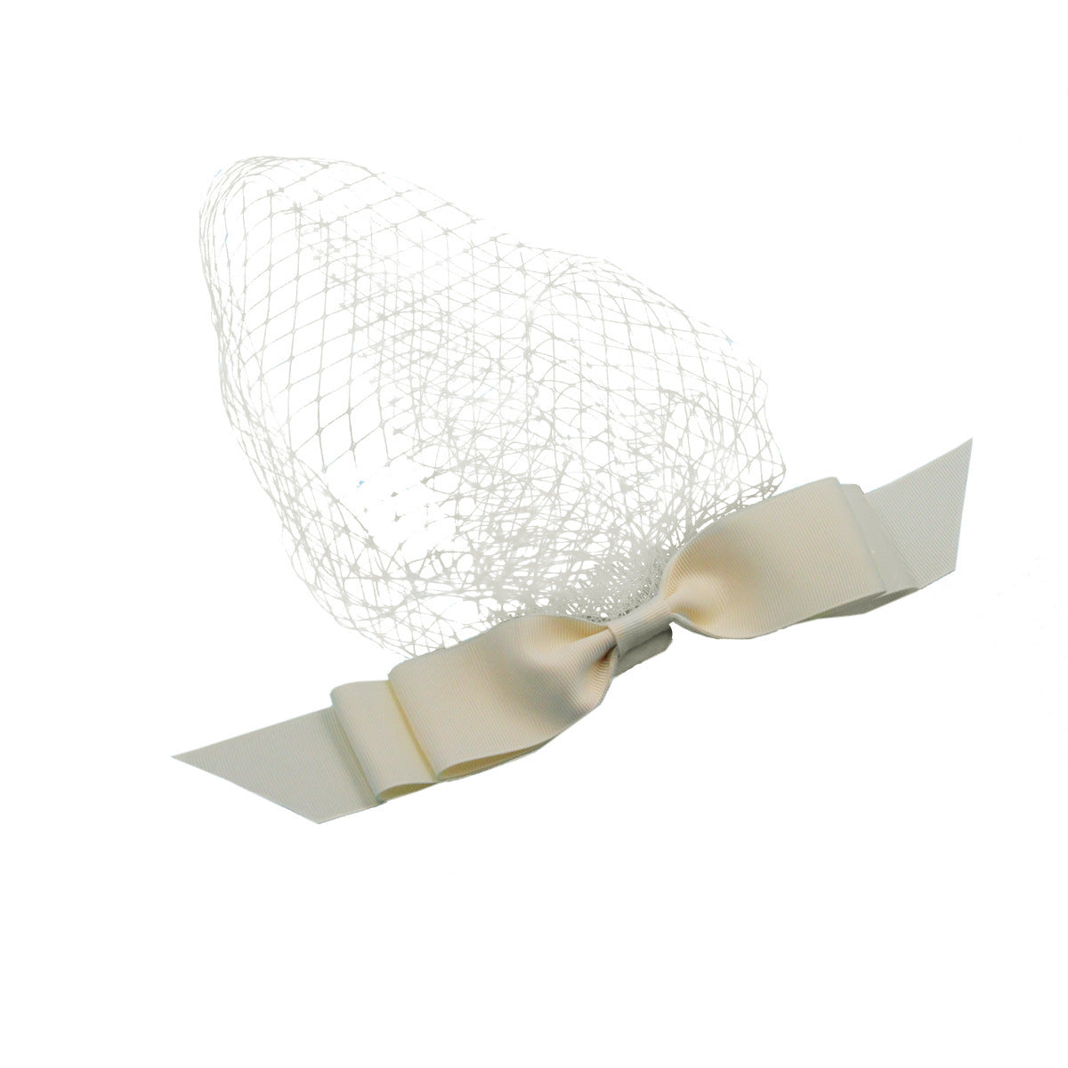 European And American White Mesh Bow Veil - kinko