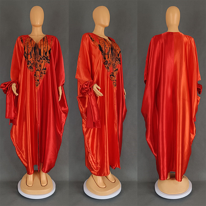 Ethnic Style Loose Plus Size Color-matching Dress - kinko