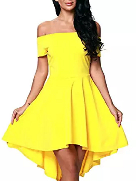 One Shoulder Short Sleeve And Large Swallowtail Skirt - kinko