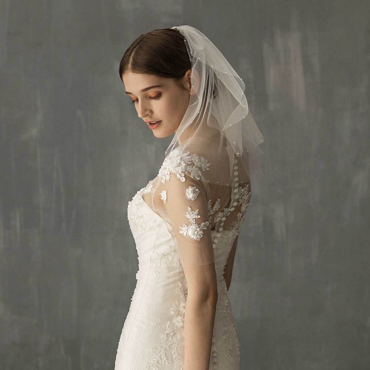 Women's Retro Short Wedding Bride Headdress - kinko