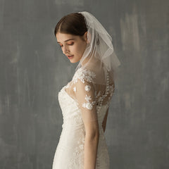 Women's Retro Short Wedding Bride Headdress - kinko