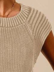 SO ME Mineral Washed Raglan Sleeveless Sweater Top - kinko