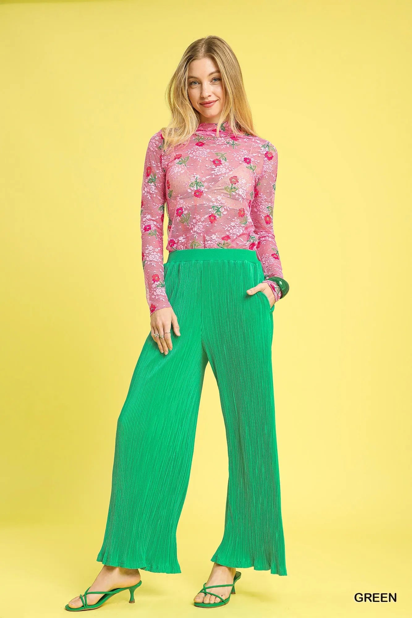 Umgee Wide Leg Textured Pants - kinko