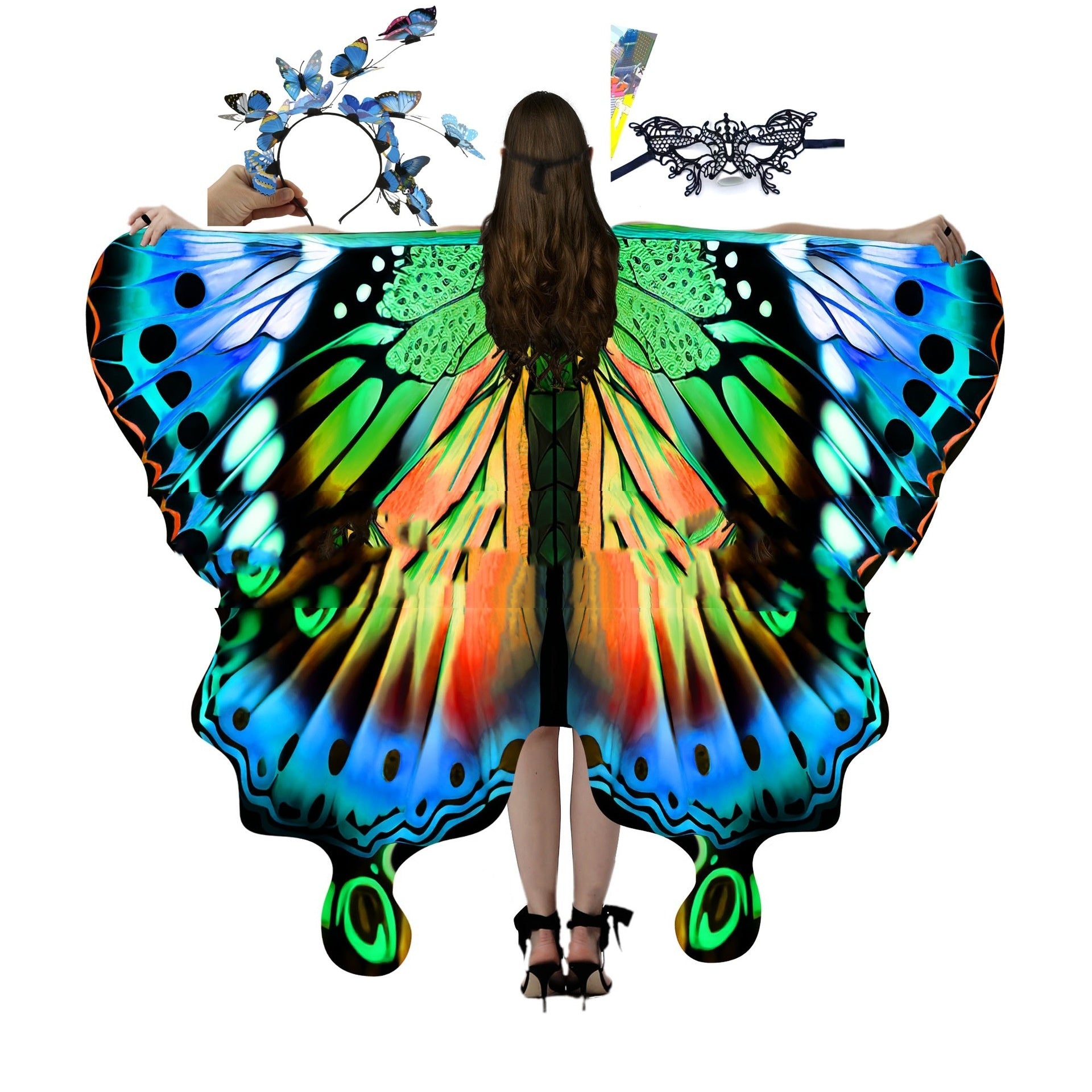 European And American Butterfly Talma Halloween Costume - kinko