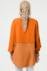 Double Take Full Size Long Sleeve High-Low T-Shirt - kinko