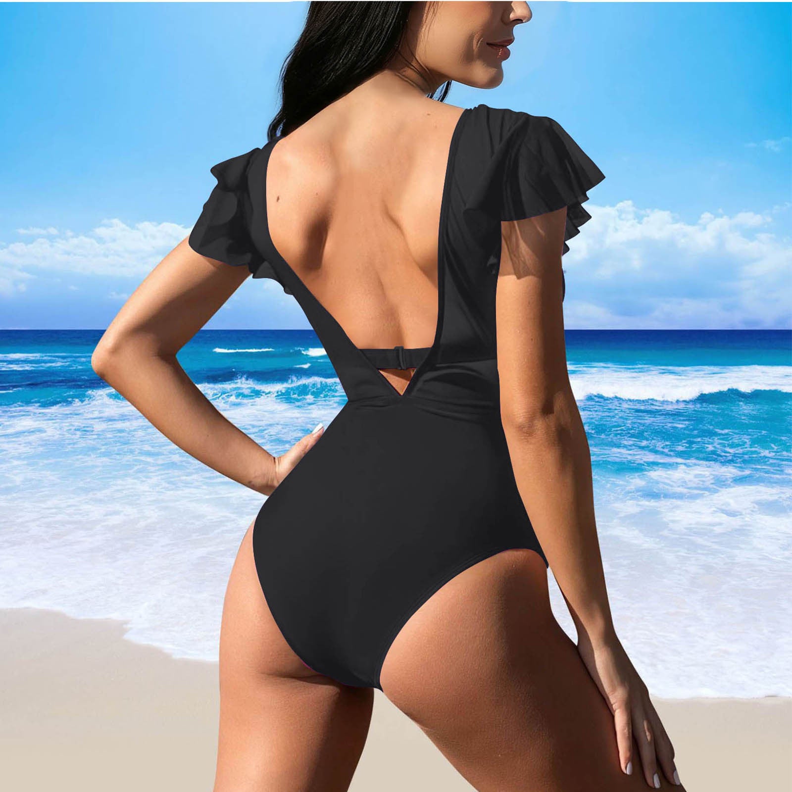 Swimwear Women Solid Color Split Sexy Bikini Swimsuit - kinko Global Holdings inc