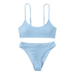 Sexy Bikini mit Wellenmuster, geteilten Dreiecksträgern, Strand- und Club-Badeanzug
