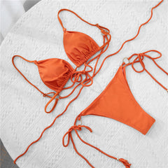 Bikini für Damen, Bikini, leichtes Material, verstellbare Träger, einfarbig