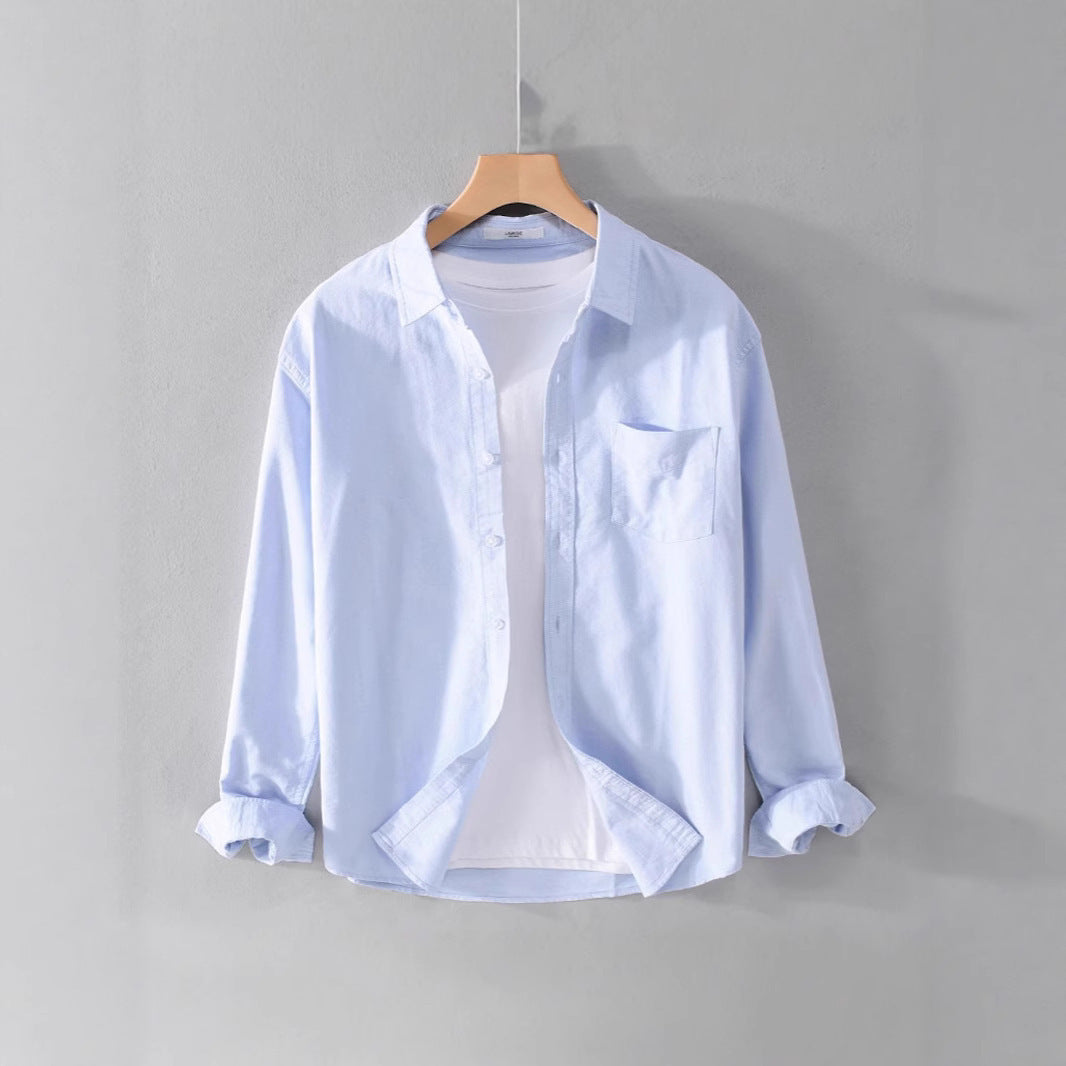 Solid Color Shirt Boys Coat Spring And Autumn Long Sleeve White Autumn Top - kinko