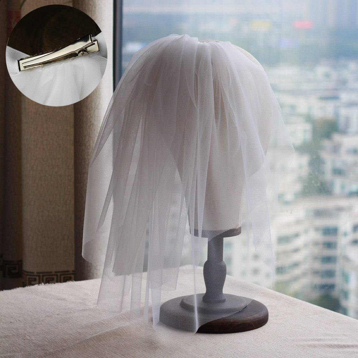 Women's Retro Short Wedding Bride Headdress - kinko