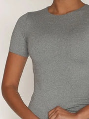 Round Neck Short Sleeve Swim Top - kinko