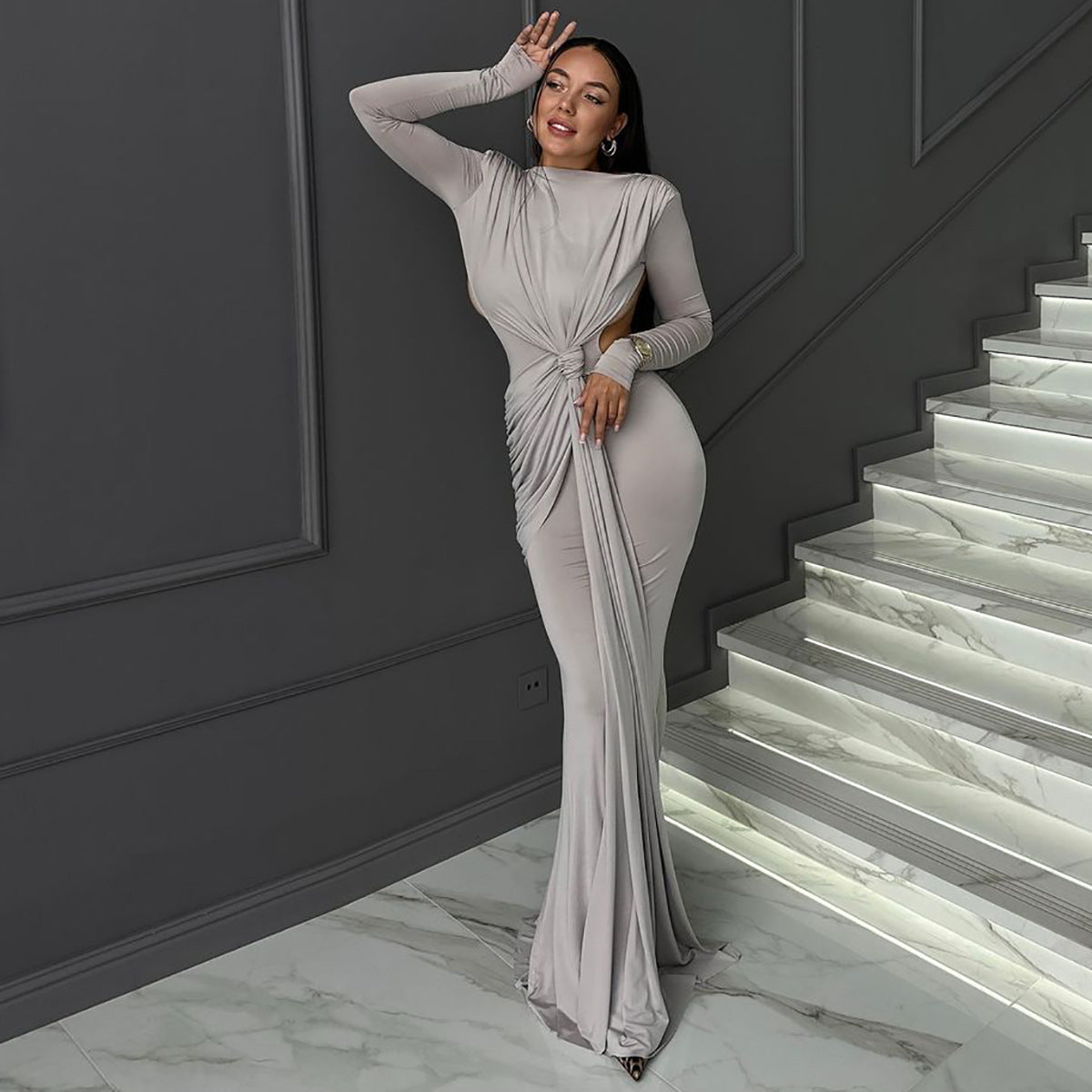 Women's Long Sleeve Slimming Dress - kinko