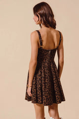 SO ME Mineral Washed Leopard Flare Cami Dress - kinko
