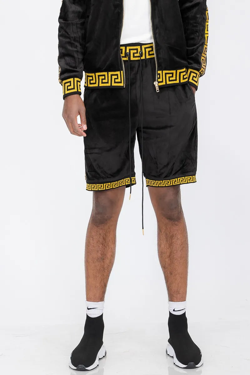 WEIV Men's Full Size Status Print Velour Suede Shorts Plus Size - kinko