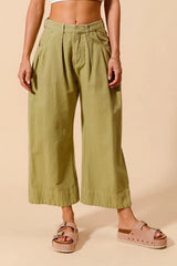 SO ME Mid Rise Wide Leg Chino Pants With Pockets - kinko