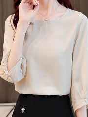 Women's Three-quarter Sleeve Chiffon Shirt - kinko