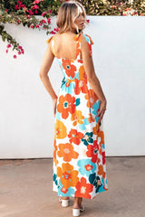 Smocked Printed Square Neck Dress - kinko